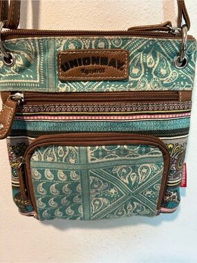 UNIONBAY Teal & Brown Patterned Crossbody Bag